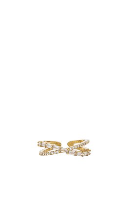 Ettika Rhinestone Cross Ring in Gold | REVOLVE