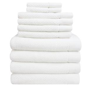 Hokime Ribbed Towels, Bath Towel Set - 10 Piece, White