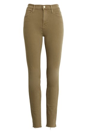 FRAME Le High Skinny Cloud Raw Edge Ankle Jeans (Aloe) | Nordstrom