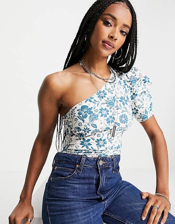 Free People somethin bout you one shoulder top in vintage floral | ASOS