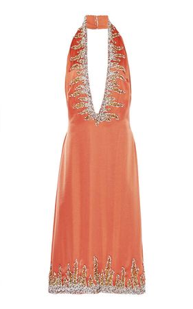 Sandra Mansour Feu Luisant Crystal-Embellished Halter Dress Size: 36