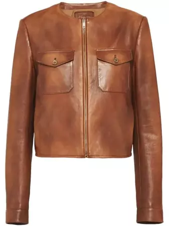 Farfetch Prada Cropped Leather Jacket - Farfetch