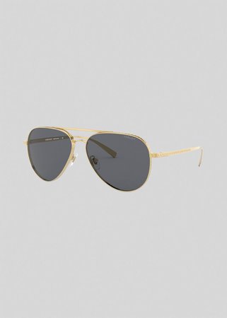 Versace Gold Greca Pilot Sunglasses for Women