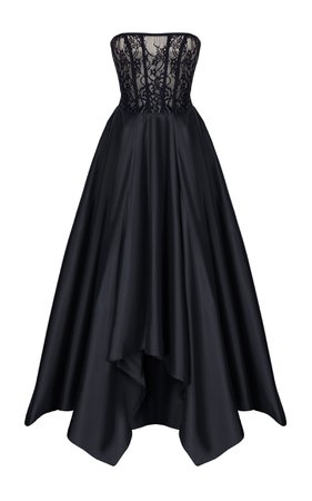 Rasario Strapless Silk And Lace Corset Gown