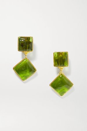 Gold Gold-plated and glass clip earrings | Loulou de la Falaise | NET-A-PORTER