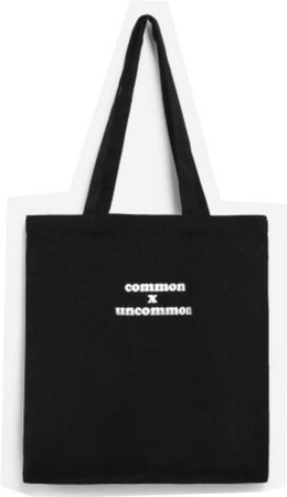 common x uncommon black tote bag