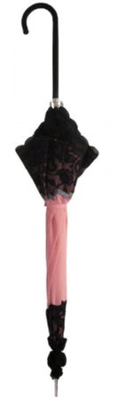 black and pink closed umbrella/parasol