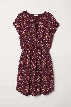 Patterned Jersey Dress - Red