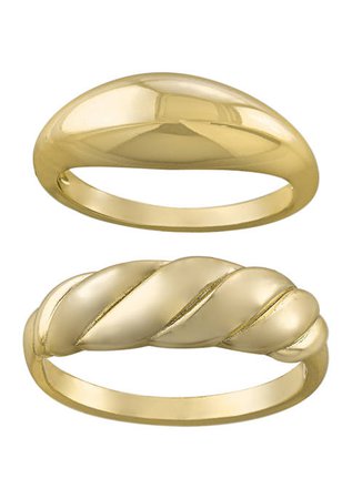 Belk Silverworks Gold Over Fine Silver Plated High Polished Dome and Croissant Ring Set of 2 | belk