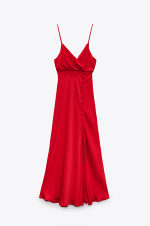 Zara red satin camisole dress