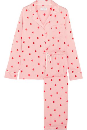DKNY The Match Up polka-dot washed-satin pajama set