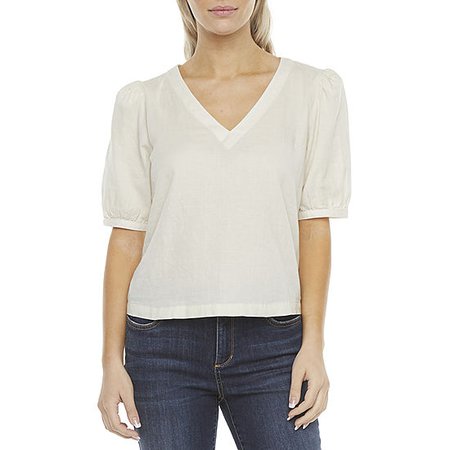 a.n.a Womens V Neck Short Sleeve Blouse - JCPenney