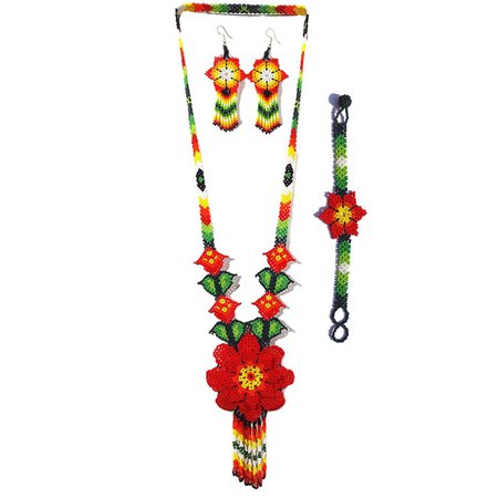 Red Native American Beaded Necklace Ukrainian Beaded | Etsy