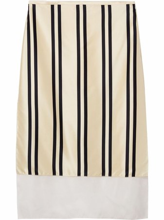 KHAITE Leelo Striped Layered Midi Skirt - Farfetch