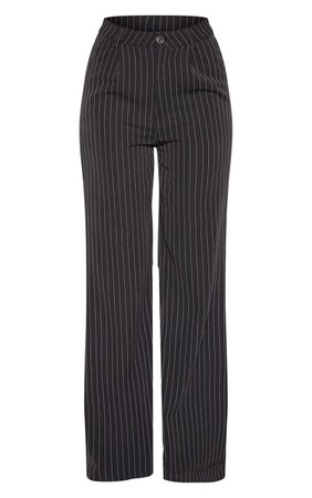 Black Pinstripe Flared Trouser | PrettyLittleThing