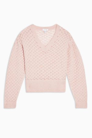 Pink Honeycomb Knitted Sweater | Topshop