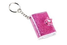 glitter heart notebook keychain mini