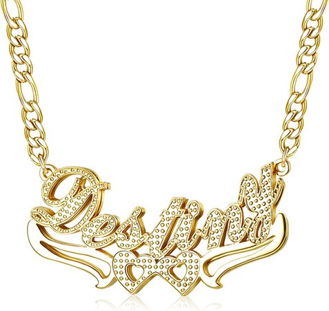 Amazon.com: Jewenova Double Plated Name Necklace Two Tone Personalized Name Date Necklace Customized Jewelry with Name Gift for Women Girl : Clothing, Shoes & Jewelry