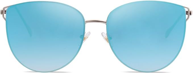 Amazon.com: SOJOS Mirrored Flat Lens Fashion Sunglasses for Women SJ1085 with Silver Frame/Gradient Blue Mirrored Lens : Clothing, Shoes & Jewelry