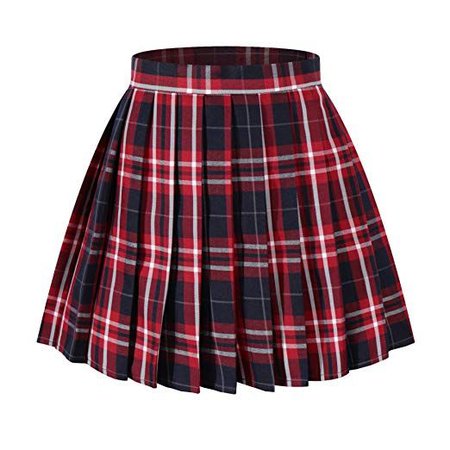 red plaid skirt