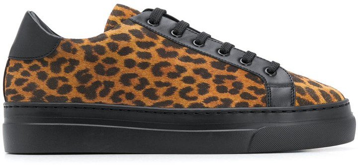 Leopard-Print Lace-Up Sneakers