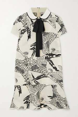 REDValentino | Pussy-bow printed silk crepe de chine mini dress | NET-A-PORTER.COM