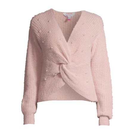 pink No Boundaries - No Boundaries Juniors' Twist Sweater - Walmart.com - Walmart.com