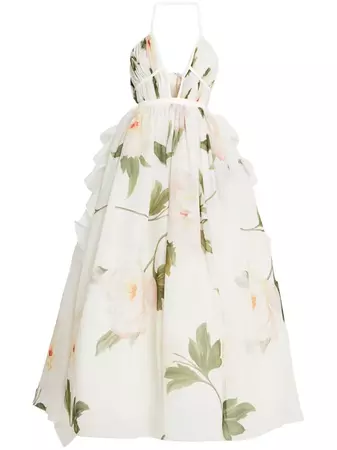 Giambattista Valli floral-print Silk Flared Gown - Farfetch