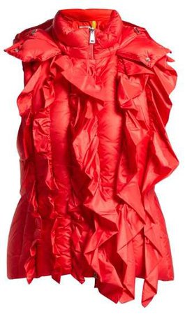 4 Moncler Marianne Ruffled Gilet - Womens - Red
