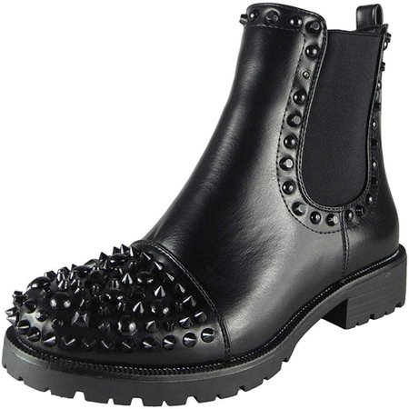 New Womens Ladies Studded Goth Zip Ankle Boots Guesset Chelsea Fashion Shoe Size 3-8 (3, All Black): Amazon.co.uk: Shoes & Bags