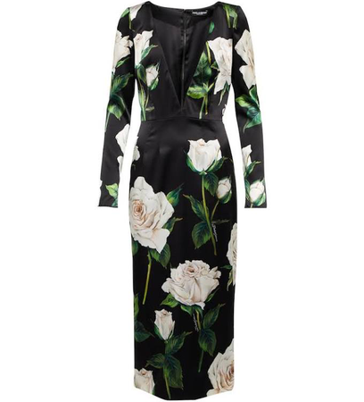 DOLCE&GABBANA Floral silk-blend satin midi dress