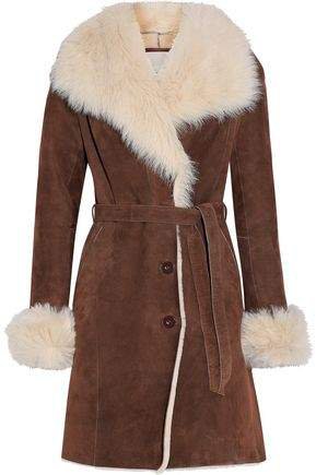 Belted Suede Shearling Coat