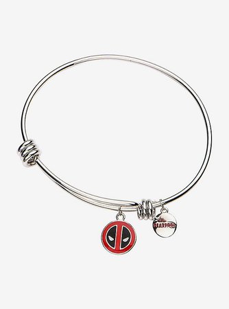 Marvel Deadpool Logo Charm Bangle Bracelet