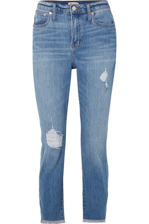 Madewell | The High-Rise Slim Boyjean distressed jeans | NET-A-PORTER.COM