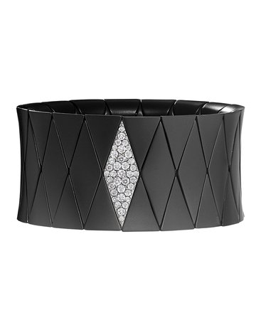 Roberto Demeglio DIVA 18k White Gold Black Ceramic Diamond Stretch Bracelet