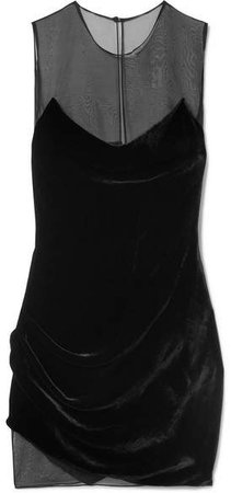 Cushnie - Draped Velvet And Organza Mini Dress - Black