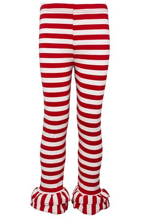 Amazon.com: Ipuang Girl's Cotton Ruffle Hem Stripe Leggings Red 2: Clothing