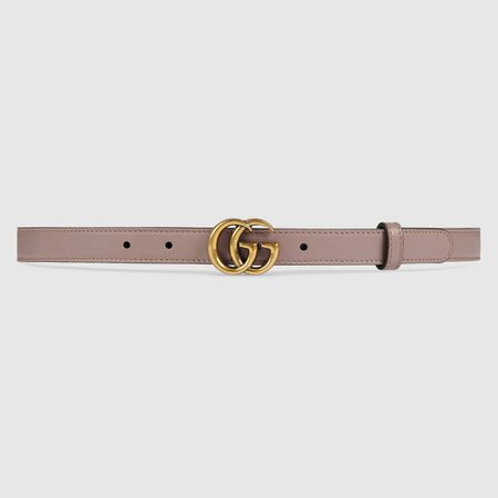 Dusty Pink Skinny Leather Belt With Double G Buckle | GUCCI® AU