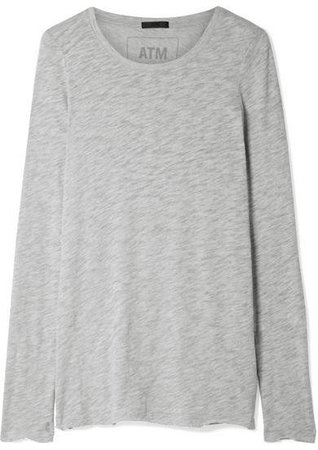 Slub Pima Cotton-blend Jersey Top - Gray