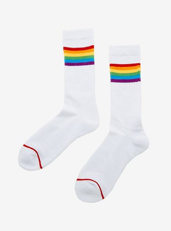 Rainbow Striped Varsity Crew Socks