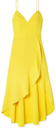 Alice Olivia - Cobi Wrap-effect Crepe Midi Dress - Yellow