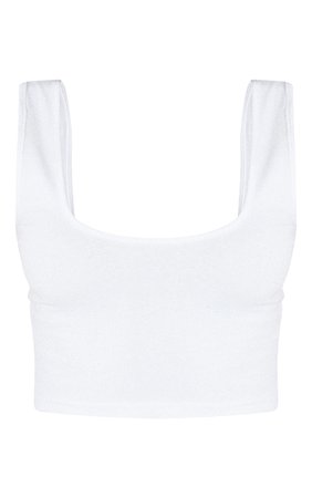 White Cotton Square Neck Crop Vest | PrettyLittleThing USA