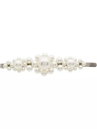 Simone Rocha White Large Floral Faux Pearl Embellished Hair Clip - Farfetch