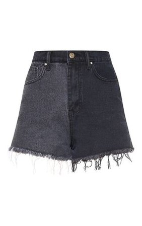 Washed Black Contrast Denim Shorts | PrettyLittleThing