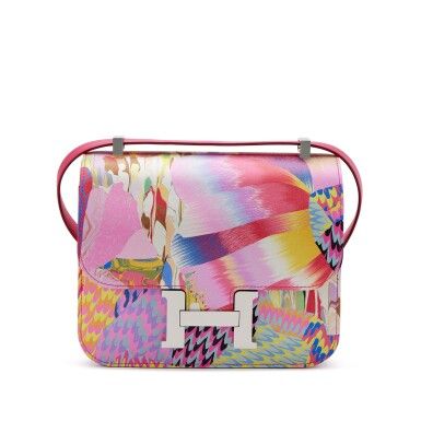 Hermès Constance Multicolor Marbled Silk and Rose Mexico Swift Constance 24 Palladium Hardware, 2021 | New York Handbags & Accessories September 2022 | 2022 | Sotheby's