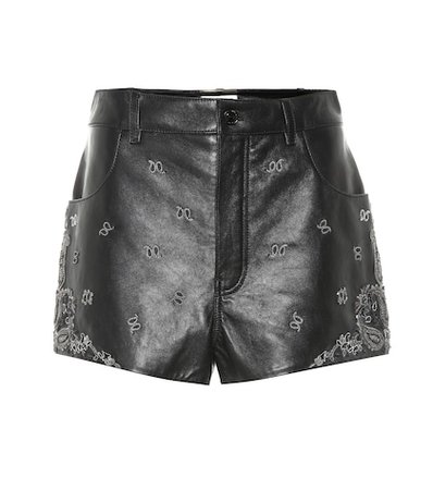 Embellished leather shorts