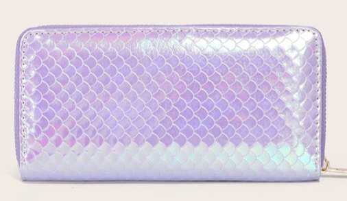 purple iridescent wallet clutch