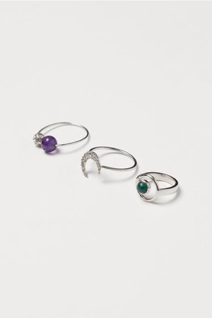 Set of Rings with Gemstones - Silver - Ladies | H&M US