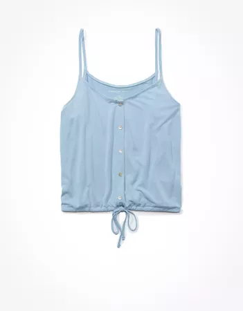 AE Tie Front Tank Top blue