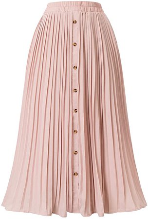 KANCY KOLE Women Button Front Elegant Business Pleated Midi Skirt for T-Shirt (XL, Light Pink) at Amazon Women’s Clothing store